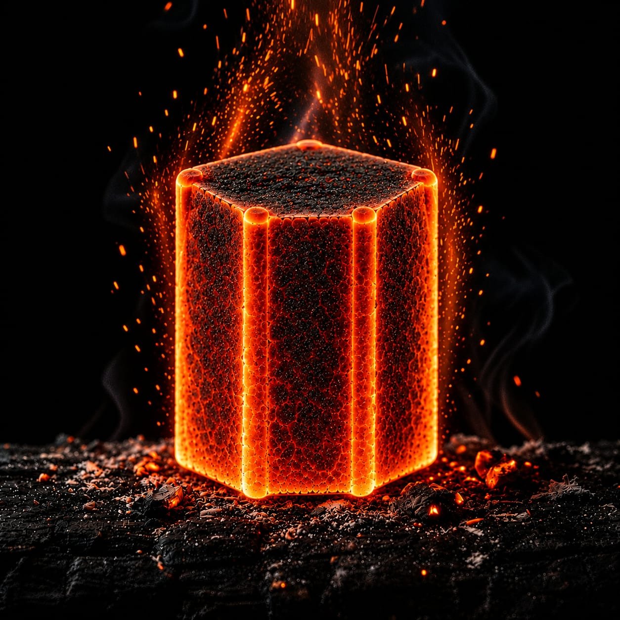 Hexagonal flower coconut charcoal briquette