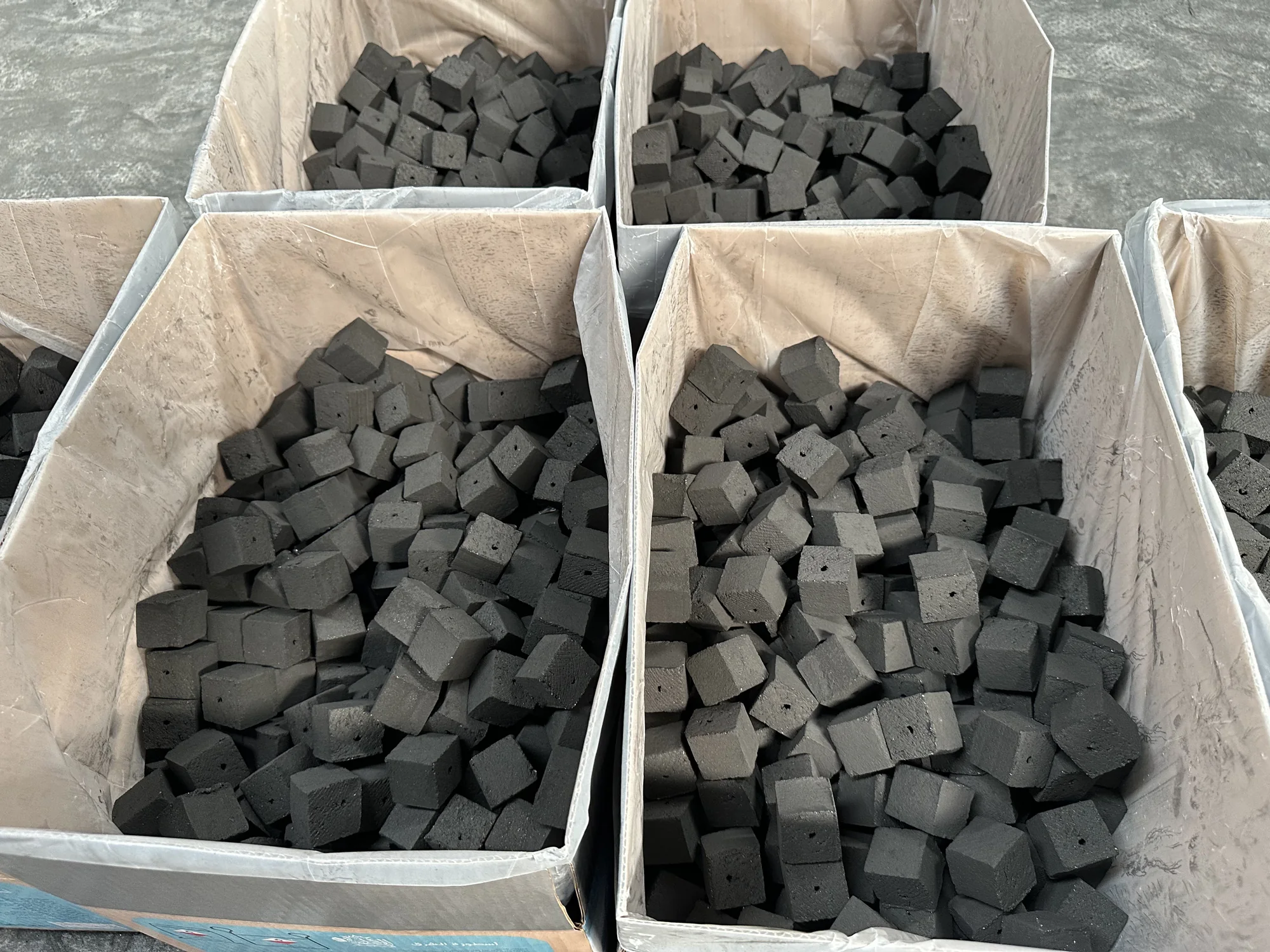 Briquettes prepared in large export bags