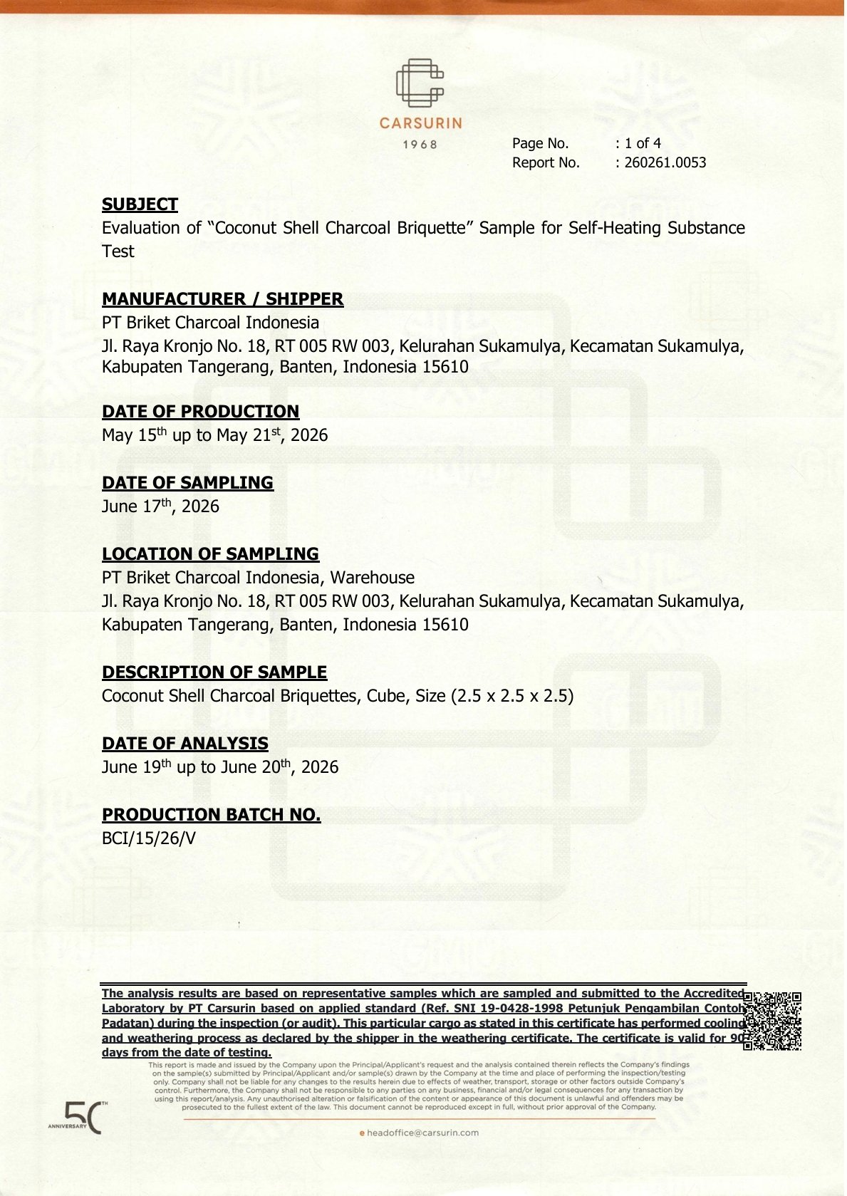 Carsurin Self Heating Test document preview